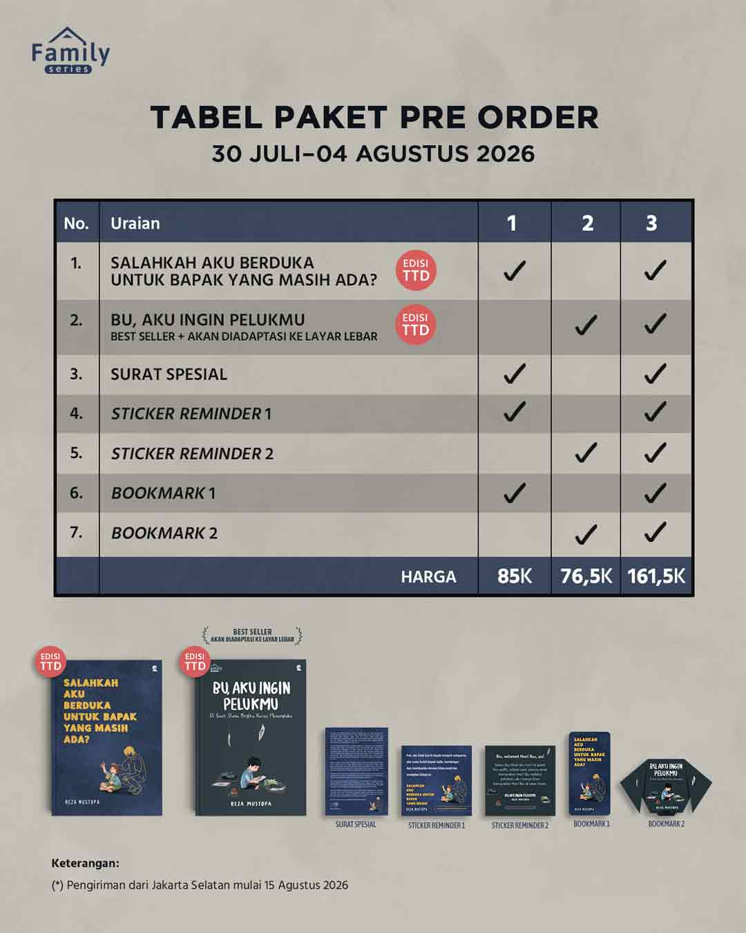 Tabel Paket Pre Order Salahkah Aku Berduka untuk Bapak yang Masih Ada
